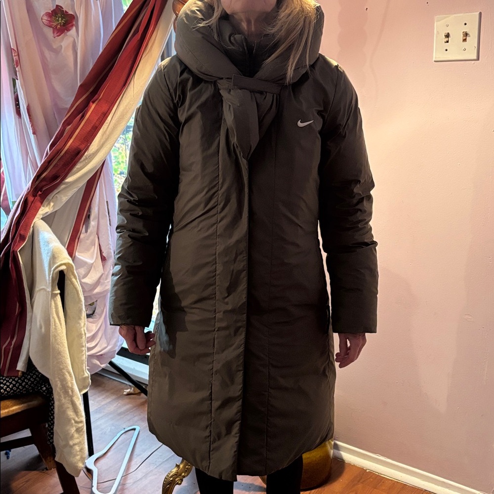 Nike Olive Green Long Puffer Jacket